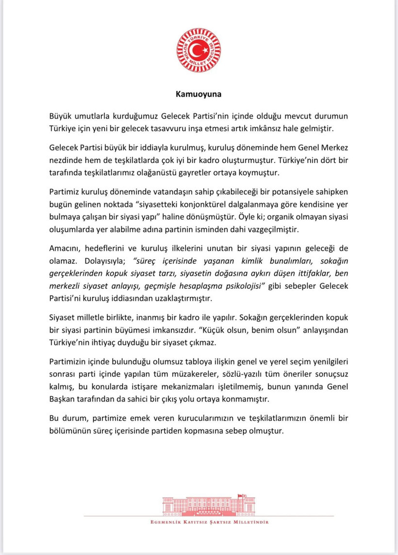 Gelecek Partisi'nde Deprem: İki Milletvekili İstifa Etti - Resim : 1