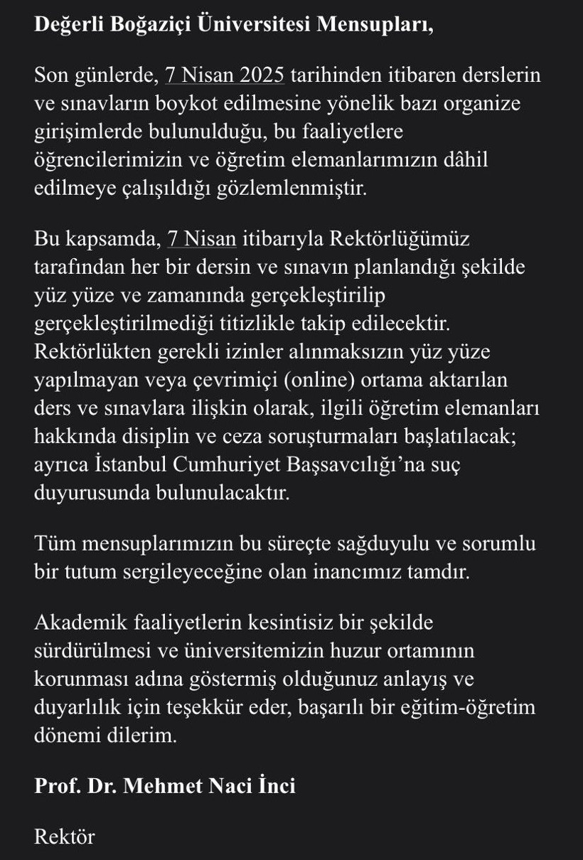 Kayyım Rektörden Akademisyenlere Tehdit: 'Boykota İzin Verene Soruşturma Başlatırız' - Resim : 2