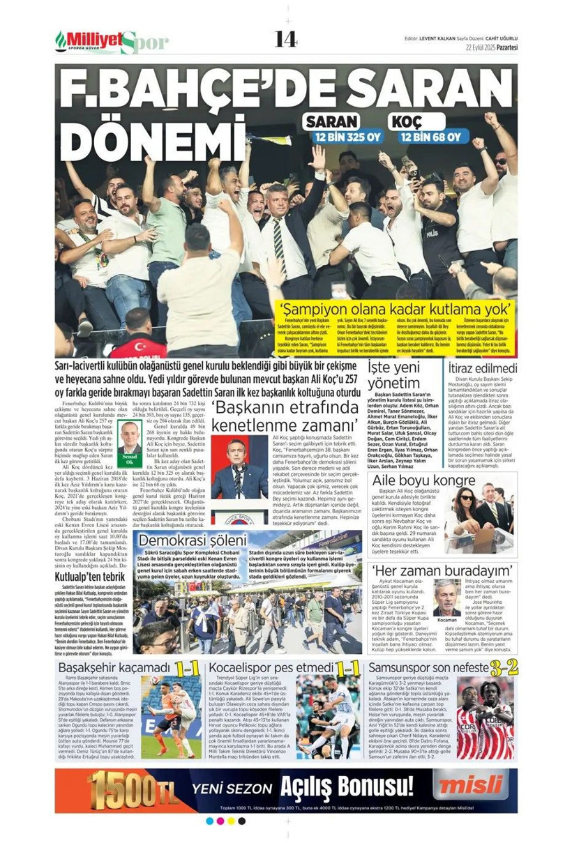 Ali Koç Gitti Sadettin Saran Geldi Ne Fayda! Fenerbahçe Yine Bildiğimiz Gibi: Süper Lig’de Büyük Kayıp - Resim: 1