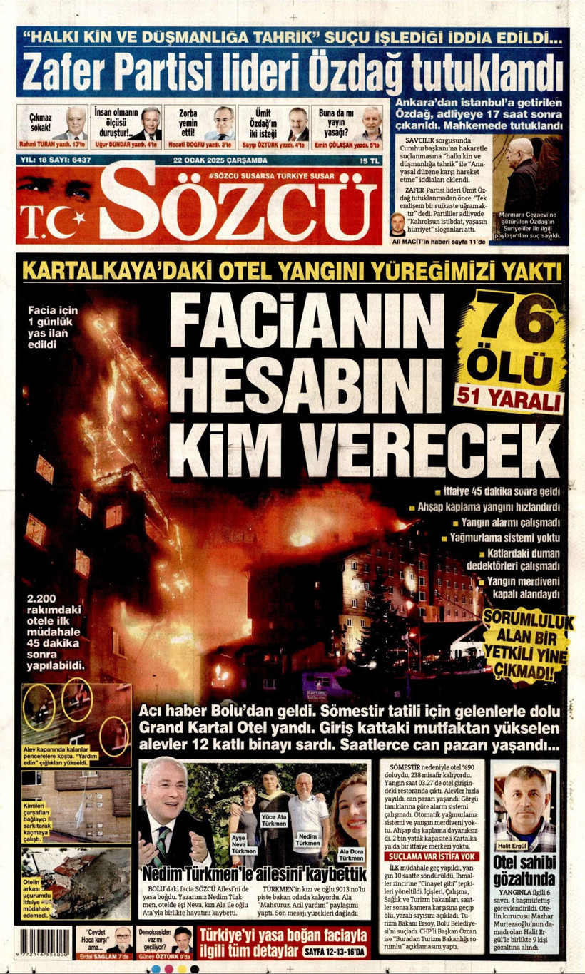 Kartalkaya Yangın Faciasını Gazeteler Nasıl Gördü? 'Battaniye Tutun Bebeğimi Atacağım...' - Resim: 15