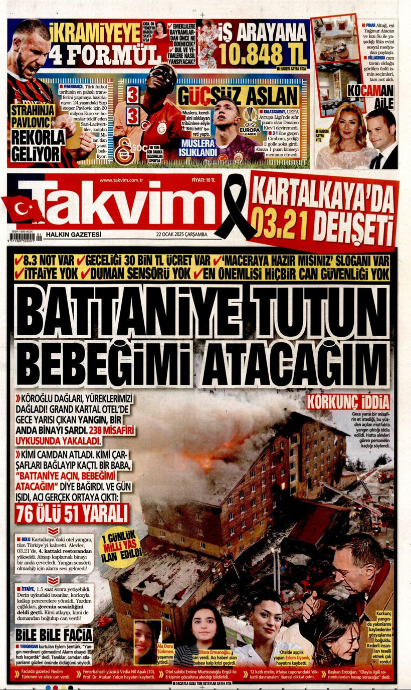 Kartalkaya Yangın Faciasını Gazeteler Nasıl Gördü? 'Battaniye Tutun Bebeğimi Atacağım...' - Resim: 16
