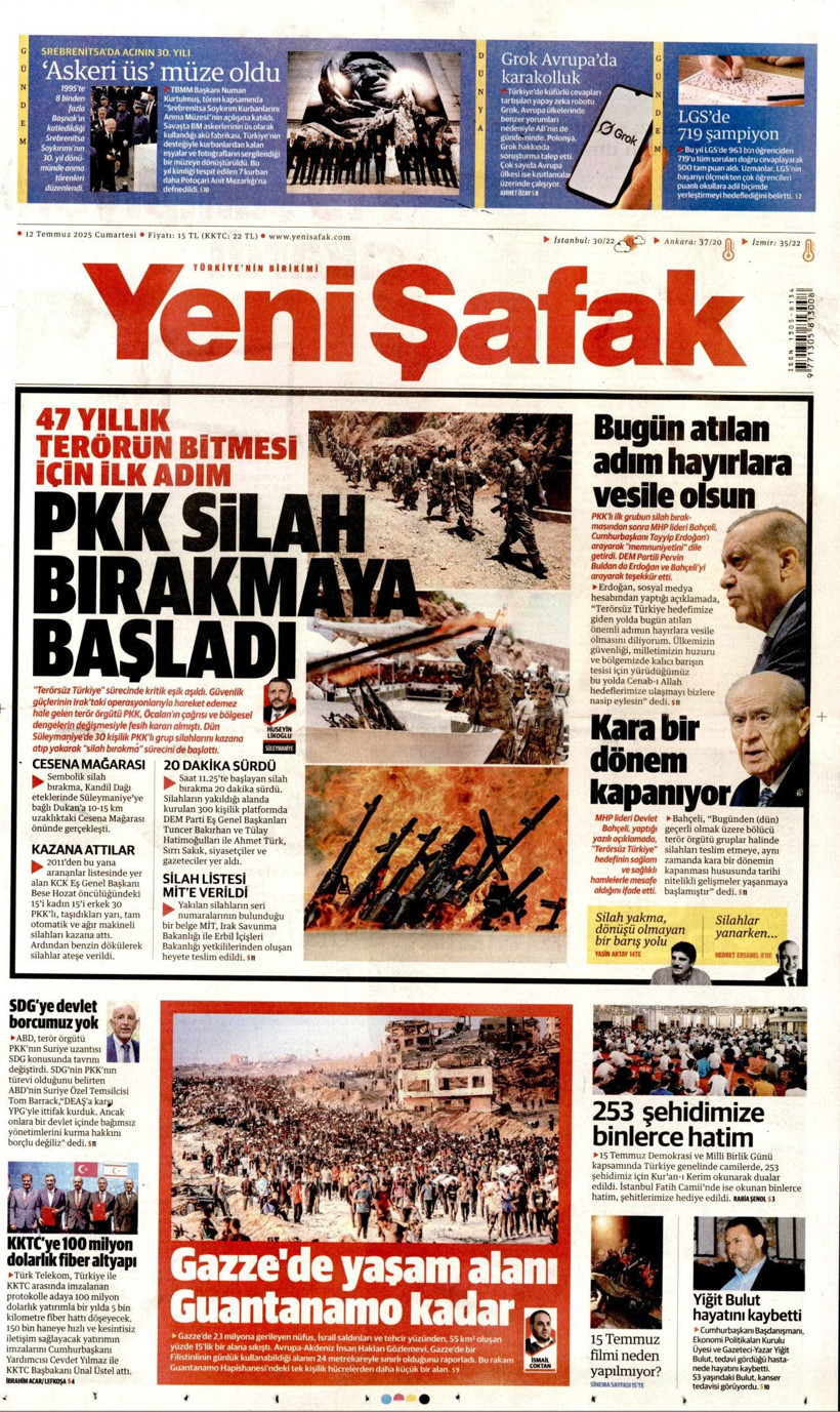 Tarihi Günü Gazeteler Nasıl Gördü? Terör Örgütü PKK'nın Silah Bırakması Manşetlerde - Resim: 18
