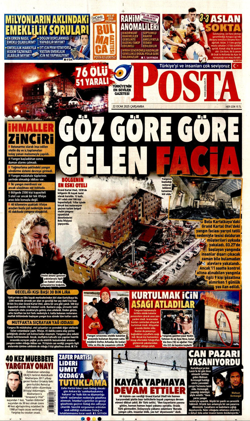 Kartalkaya Yangın Faciasını Gazeteler Nasıl Gördü? 'Battaniye Tutun Bebeğimi Atacağım...' - Resim: 13