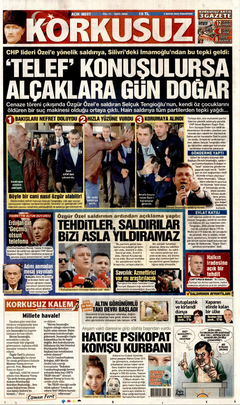 Özgür Özel'e Saldırıyı Gazeteler Nasıl Gördü? - Resim: 9