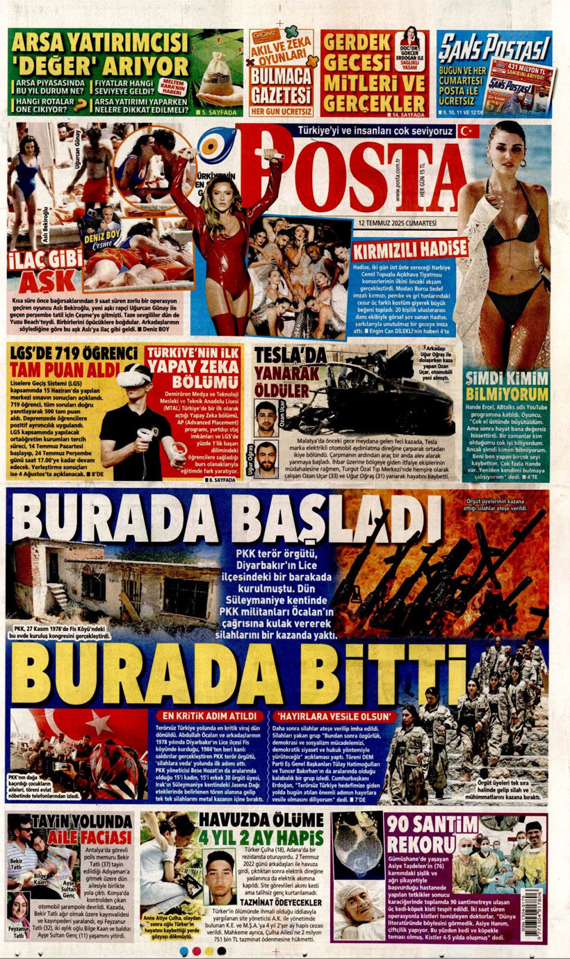 Tarihi Günü Gazeteler Nasıl Gördü? Terör Örgütü PKK'nın Silah Bırakması Manşetlerde - Resim: 12