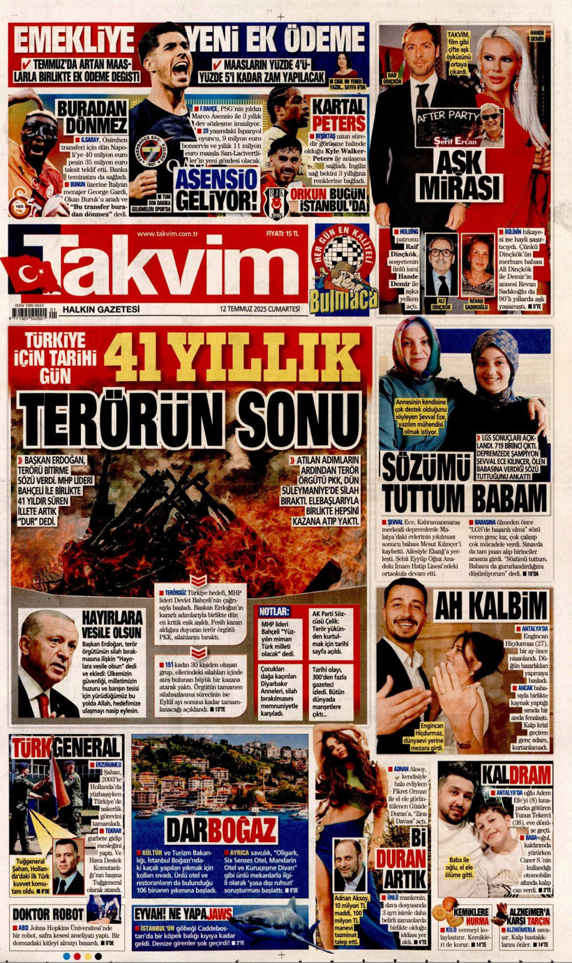 Tarihi Günü Gazeteler Nasıl Gördü? Terör Örgütü PKK'nın Silah Bırakması Manşetlerde - Resim: 15