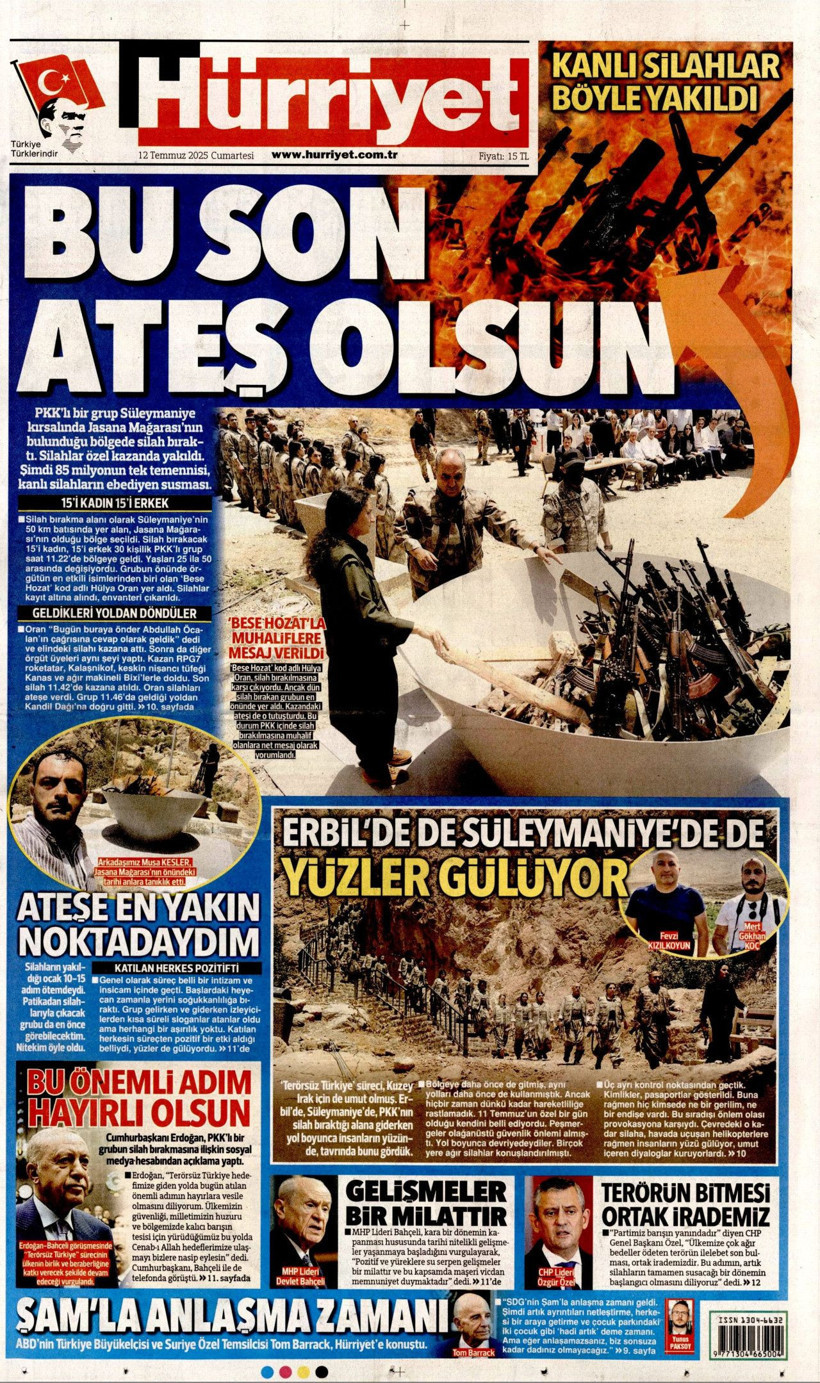Tarihi Günü Gazeteler Nasıl Gördü? Terör Örgütü PKK'nın Silah Bırakması Manşetlerde - Resim: 6