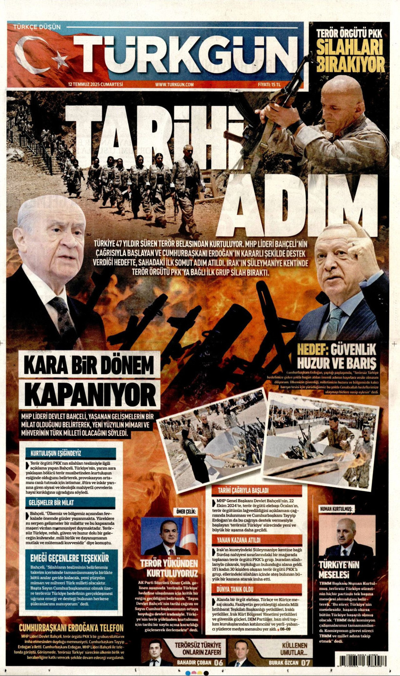 Tarihi Günü Gazeteler Nasıl Gördü? Terör Örgütü PKK'nın Silah Bırakması Manşetlerde - Resim: 16