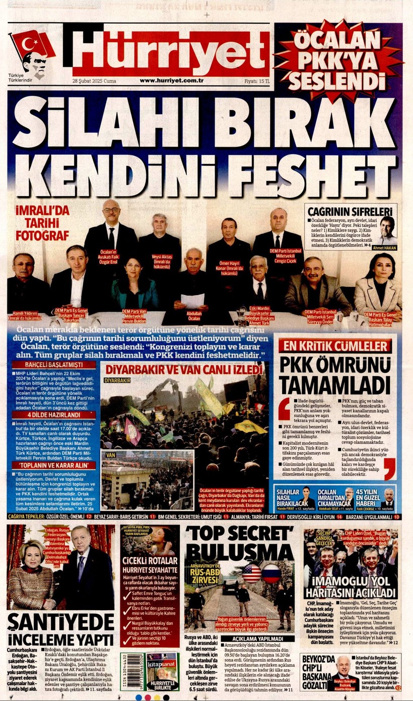 Gazeteler İmralı'dan Gelen Tarihi Çağrıyı Nasıl Gördü? - Resim: 1