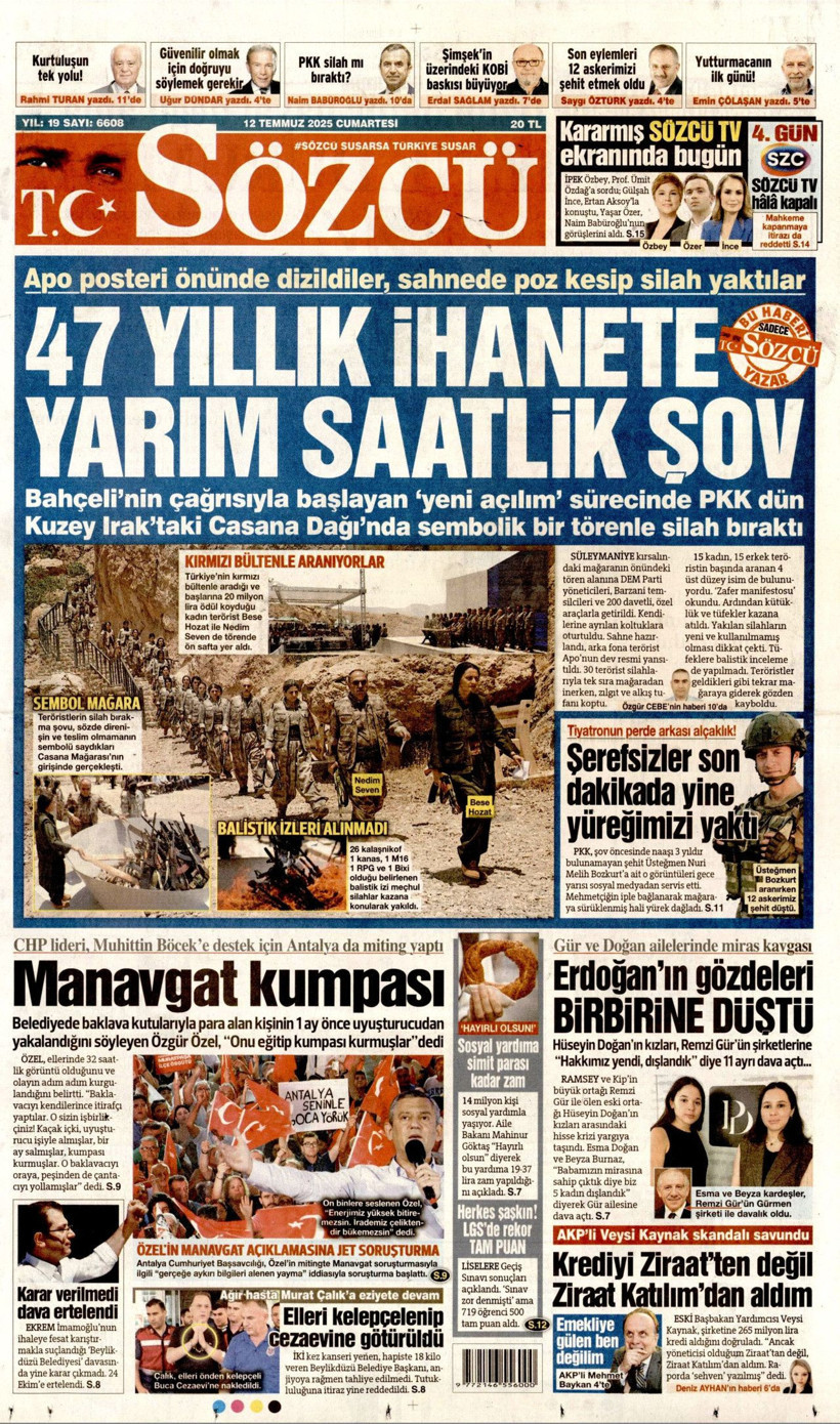 Tarihi Günü Gazeteler Nasıl Gördü? Terör Örgütü PKK'nın Silah Bırakması Manşetlerde - Resim: 14
