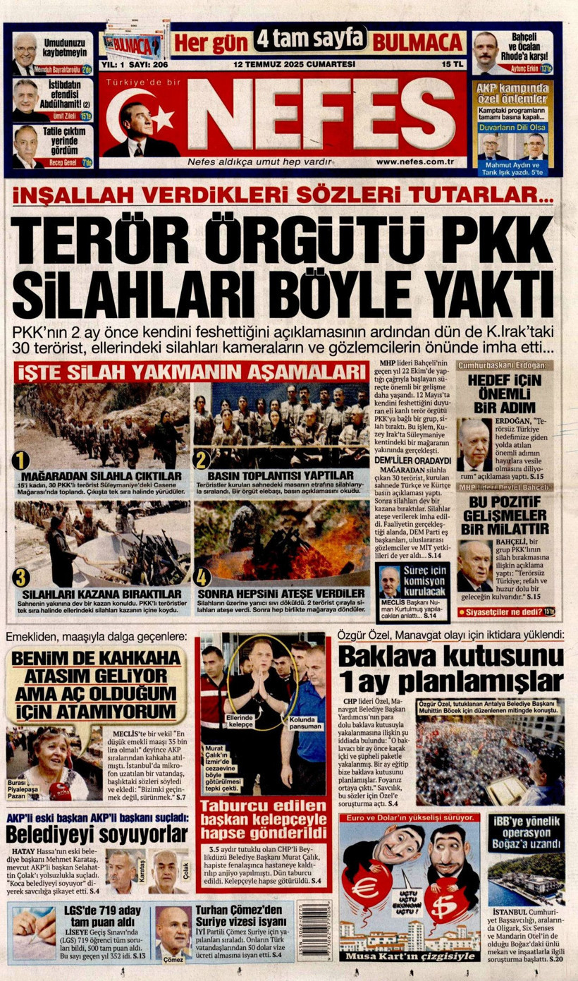 Tarihi Günü Gazeteler Nasıl Gördü? Terör Örgütü PKK'nın Silah Bırakması Manşetlerde - Resim: 11