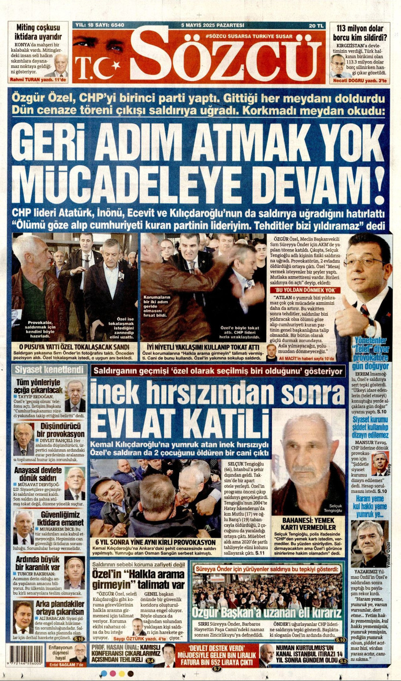 Özgür Özel'e Saldırıyı Gazeteler Nasıl Gördü? - Resim: 15