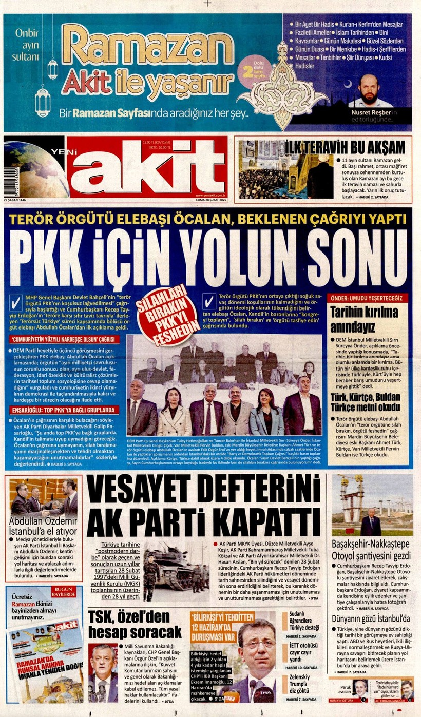 Gazeteler İmralı'dan Gelen Tarihi Çağrıyı Nasıl Gördü? - Resim: 11