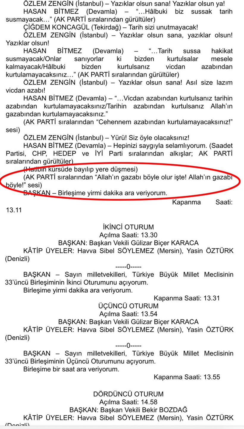 Tutanaklara geçti: Bitmez, Meclis'te kalp krizi geçirdiği sırada AKP sıralarından "Allah’ın gazabı böyle olur işte" sözleri işitildi - Resim : 1