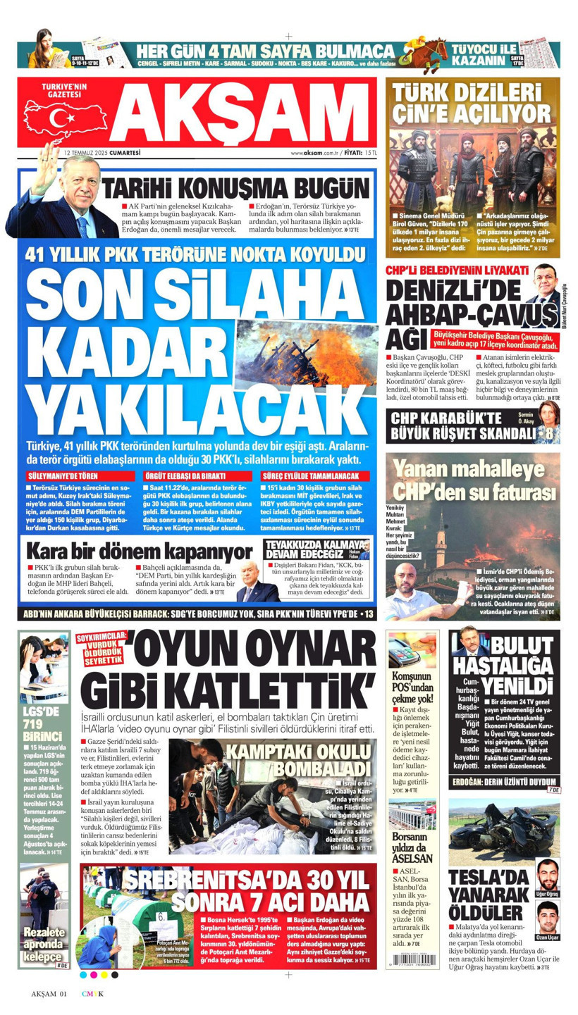 Tarihi Günü Gazeteler Nasıl Gördü? Terör Örgütü PKK'nın Silah Bırakması Manşetlerde - Resim: 1
