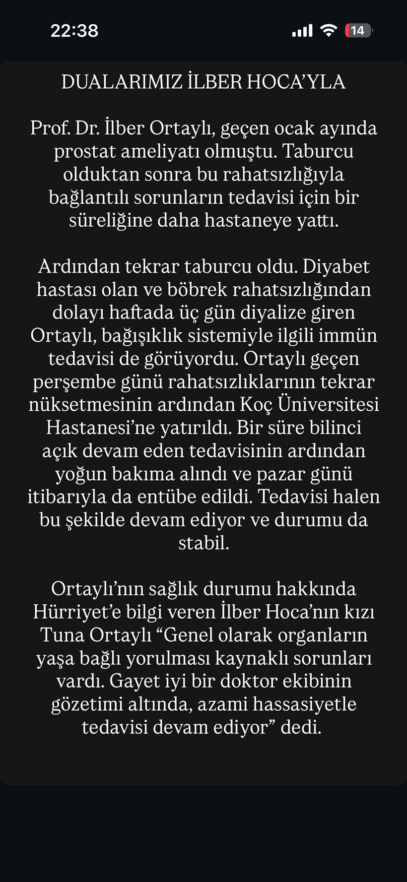 İlber Ortaylı'nın Son Sağlık Durumu Açıklandı, Günler Önce Entübe Edilmiş - Resim : 1