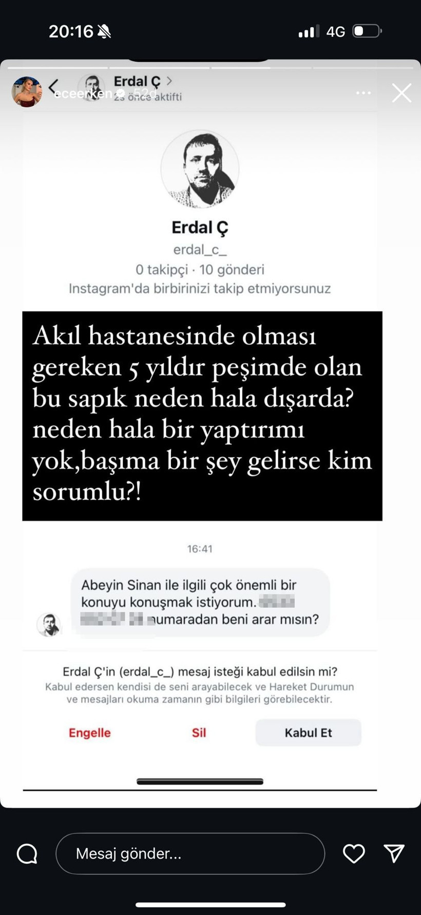 Ece Erken'in Başı Yine Takıntılı Hayranıyla Dertte! Bu Sözlerle İsyan Etti: 'Başıma Bir Şey Gelirse Kim Sorumlu? - Resim : 1
