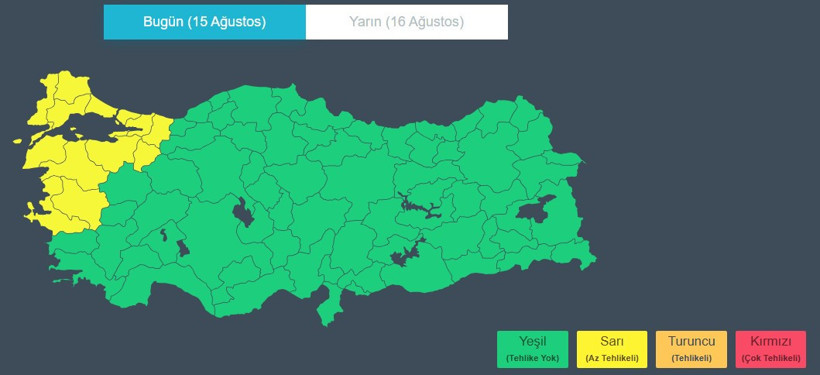 Meteoroloji'den 13 Kente 'Sarı' Kodlu Uyarı! İstanbul ve İzmir de Aralarında... Çok Kuvvetli Geliyor - Resim : 3