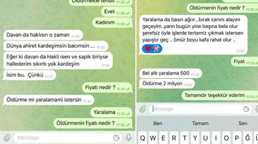 Telegram'da 'Suç Pazarı' Cinayet 4 Milyon, Yaralama 120 Bin TL... Yazışmalar Ortaya Çıktı - Resim : 1