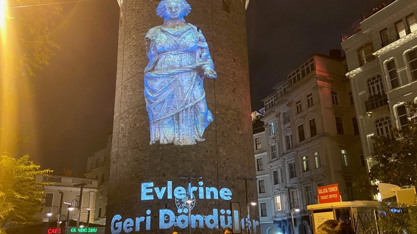 Evine Dönen Kültür Mirasları Galata Kulesi'ne Yansıtıldı!