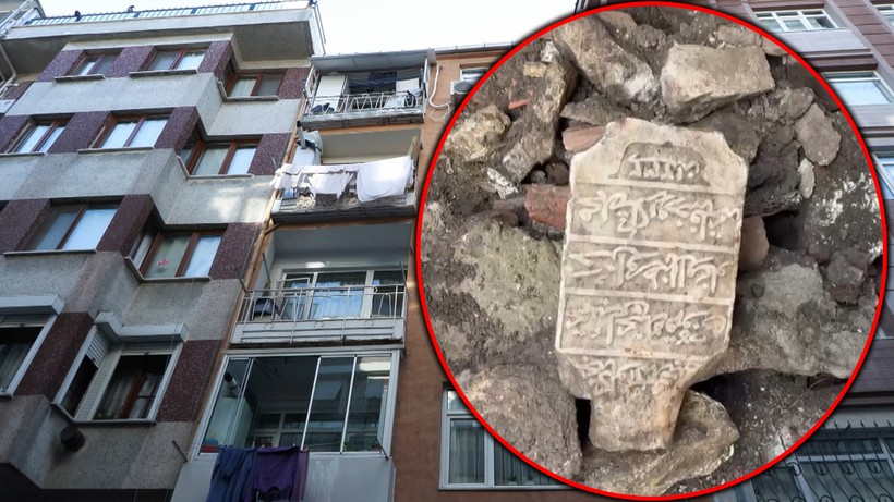 İstanbul'un Tarihi Semtinde Bina Duvarı Çöktü, Molozların Arasından 800 Yıllık Tarih Çıktı