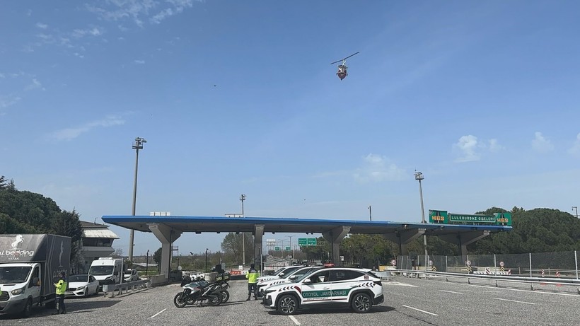 Kırklareli'nde Trafikte Cayrokopterli Denetim