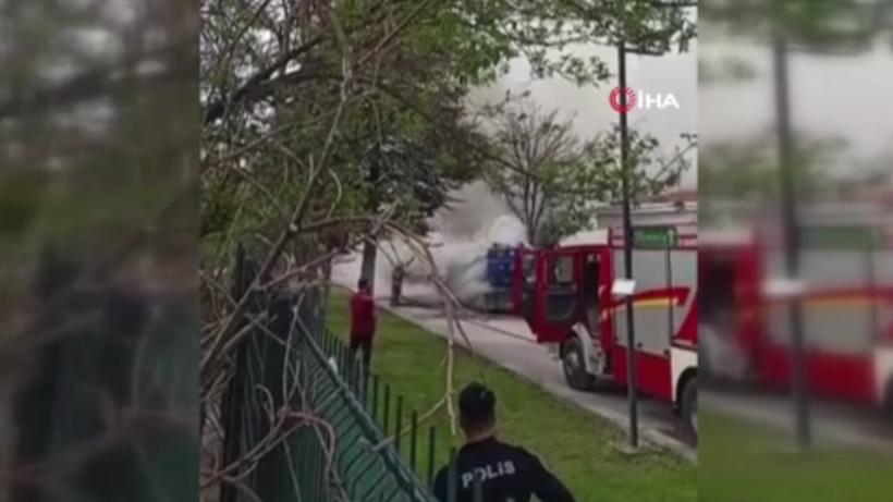 Gölbaşı’nda Süpürge Aracında Yangın ve Patlama Paniği