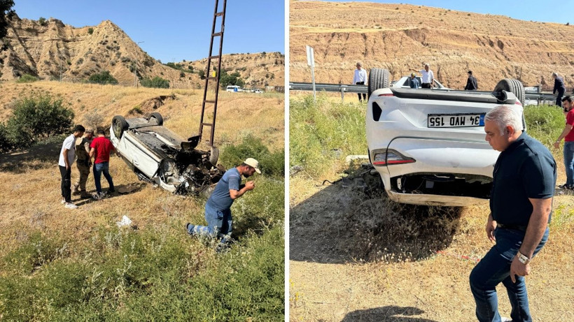 Korku Dolu Anlar: Takla Atan Otomobilden 2 Kişi Yaralı Kurtarıldı