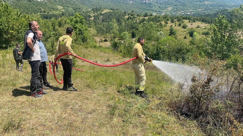 Bartın Ulus’ta Yüksek Gerilim Hattından Yangın Çıktı