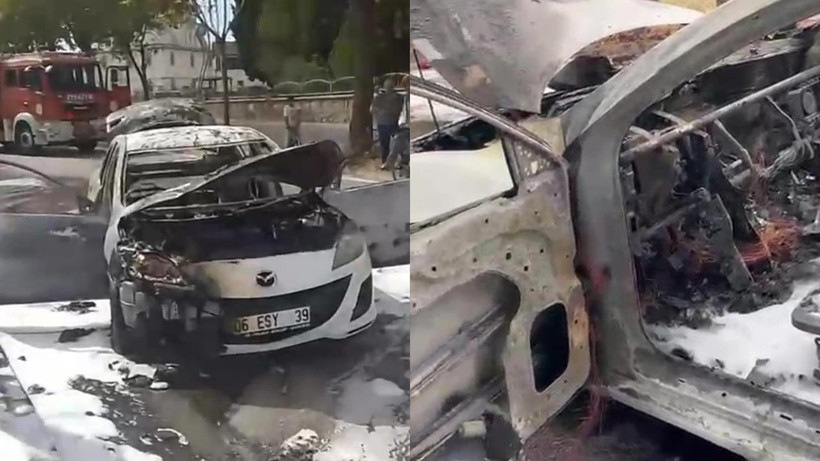 Seyir Halindeki Araç Alev Alev Yandı, Geriye Enkaz Kaldı