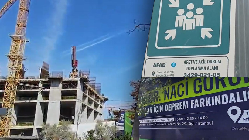 Şişli’de Deprem Toplanma Alanına Gökdelen! Mühürlenen İnşaatta Çalışmalar Sürüyor, Afişlerde Naci Görür’ün İsmi Var