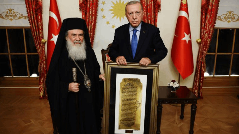 Cumhurbaşkanı Erdoğan, Kudüs Rum Ortodoks Patriği ile Görüştü