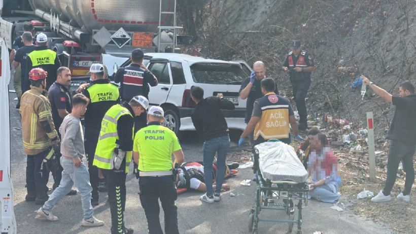 Bursa’da Feci Kaza! Otomobil Asit Yüklü Tankere Çarptı