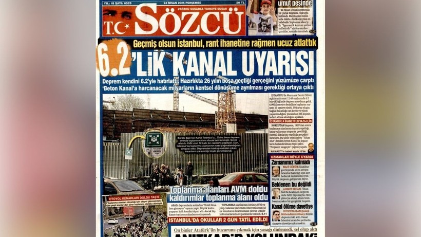 İstanbul'daki 6.2 Şiddetindeki Sarsıntı Manşetlerde: Gazeteler Depremi Böyle Gördü - Resim: 4