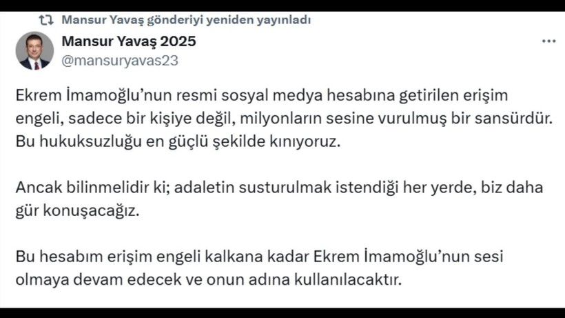 İmamoğlu'na X Engeli Sonrası Mansur Yavaş’tan Dikkat Çeken Hamle - Resim : 1