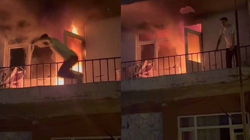 5. Katta Korku Dolu Anlar… Alevlerin Arasında Kaldı, Atlayarak Ölümden Döndü - Resim : 1