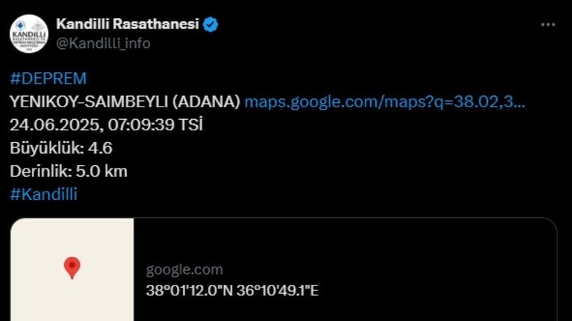 AFAD ve Kandilli Rasathanesi Açıkladı: Adana'da Korkutan Deprem - Resim : 2