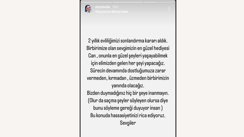 Ezgi Mola'dan Şoke Eden Karar! 2 Yıllık Evlilikte Büyük Çatlak... Boşanacağını Duyurdu - Resim : 1