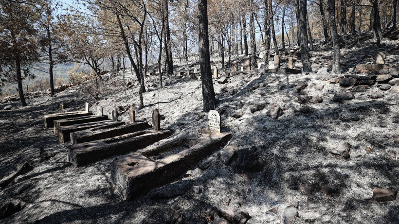 Mersin’de Yangın Sonrası Yürek Burkan Görüntü! Evler Yandı, Mezarlar Kül Oldu - Resim : 1