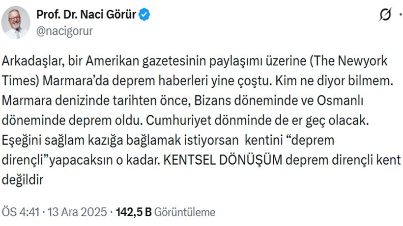 Naci Görür, Olay Olan Analizi Yorumladı: 'Marmara'da Deprem Olacak' - Resim : 1