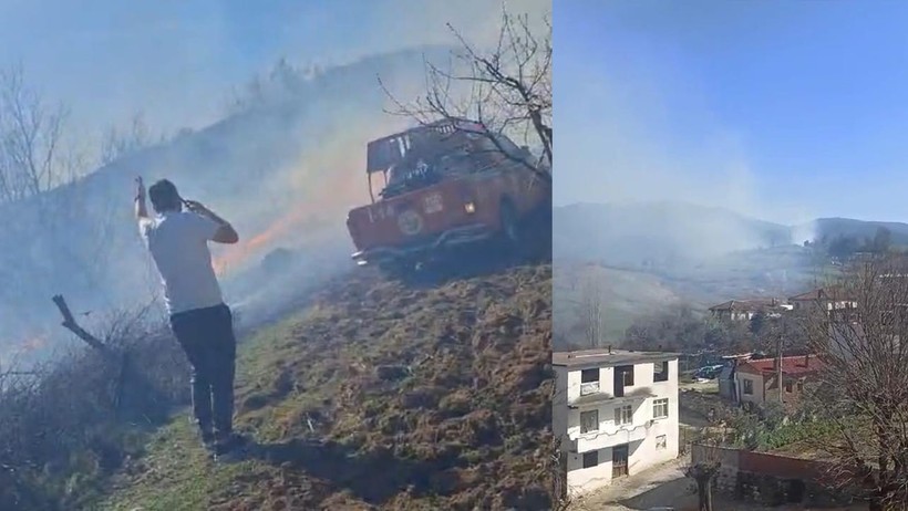 Çanakkale'de Alevler Ormanlık Alana Sıçradı - Resim : 1