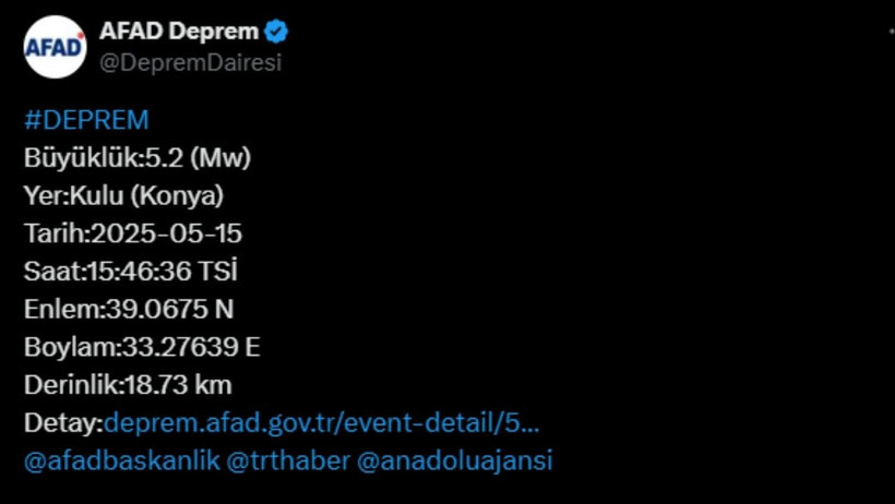 Konya'da 5.2'lik Deprem! Ankara da Sallandı: AFAD ve Kandilli'den Peş Peşe Açıklama - Resim : 1