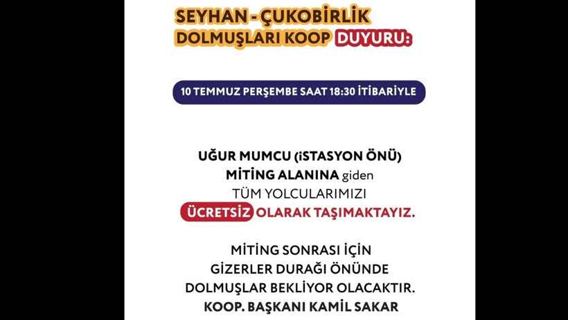 Adana'da Dolmuşçulardan Zeydan Karalar Kararı: Mitinge Gidenlerden Ücret Alınmayacak - Resim : 2