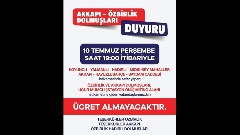 Adana'da Dolmuşçulardan Zeydan Karalar Kararı: Mitinge Gidenlerden Ücret Alınmayacak - Resim : 1