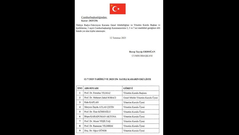 Cumhurbaşkanı Erdoğan İmzaladı! Resmi Gazete'de Yayımlandı: TRT Yönetim Kurulu Değişti - Resim : 2