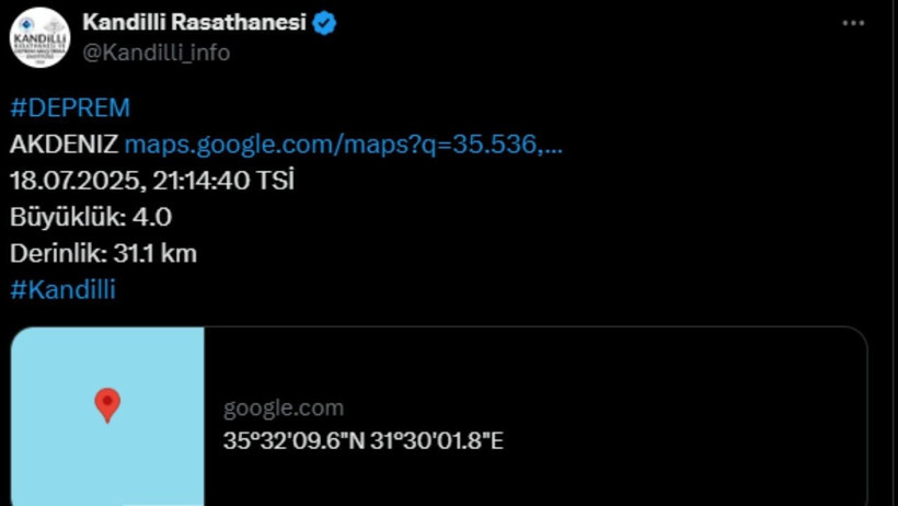 AFAD Duyurdu: Antalya'da 4.1 Büyüklüğünde Deprem - Resim : 2
