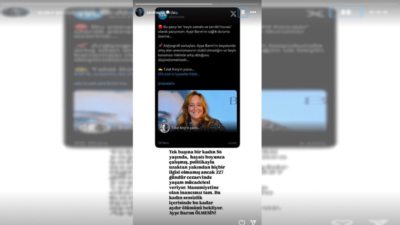 Serenay Sarıkaya’dan Duygulandıran Destek Çağrısı! 'Ayşe Barım Ölmesin' - Resim : 1