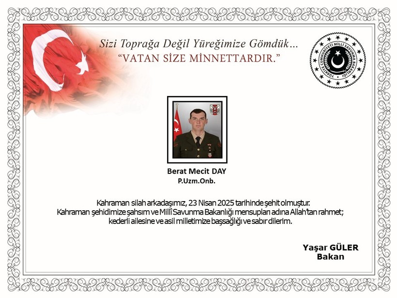 MSB Duyurdu! Bir Asker Şehit Oldu - Resim : 1