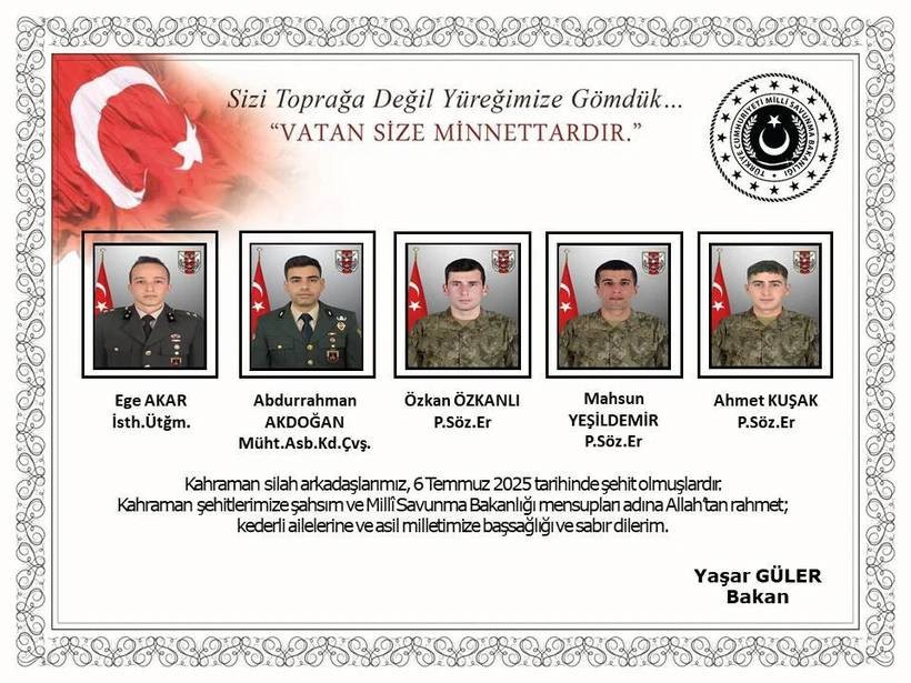 MSB Kahreden Haberi Duyurdu: Pençe-Kilit Harekâtı Bölgesinde Şehit Sayısı 12'ye Yükseldi - Resim : 1