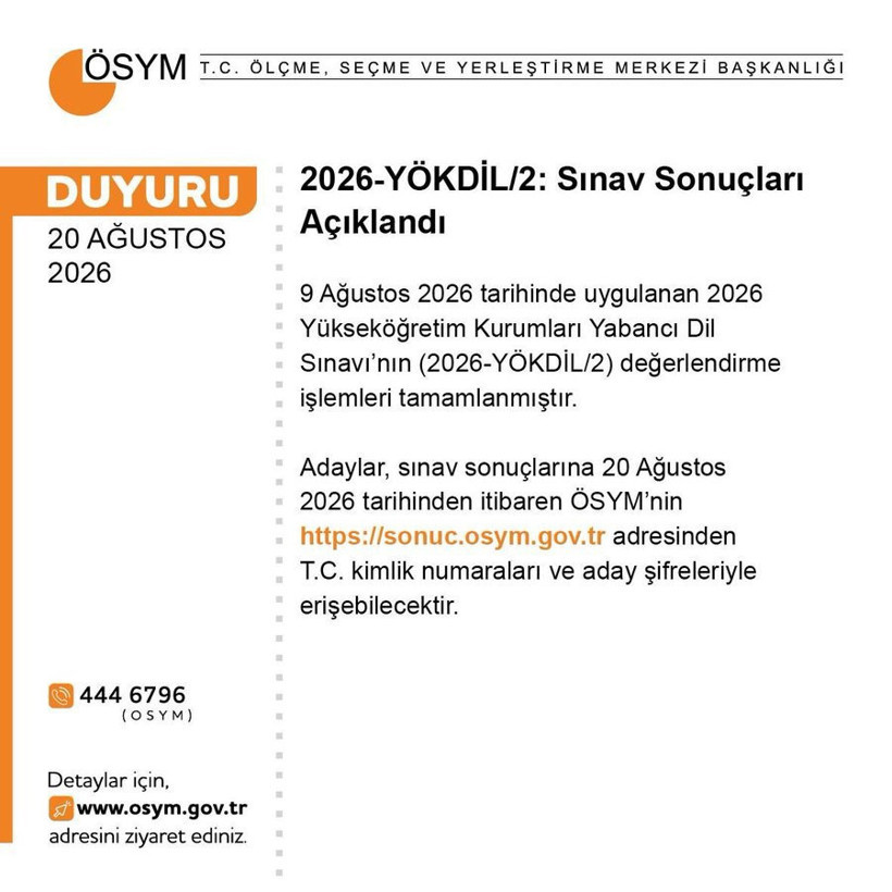 2026-YÖKDİL/2 Sonuçları Açıklandı - Resim : 1